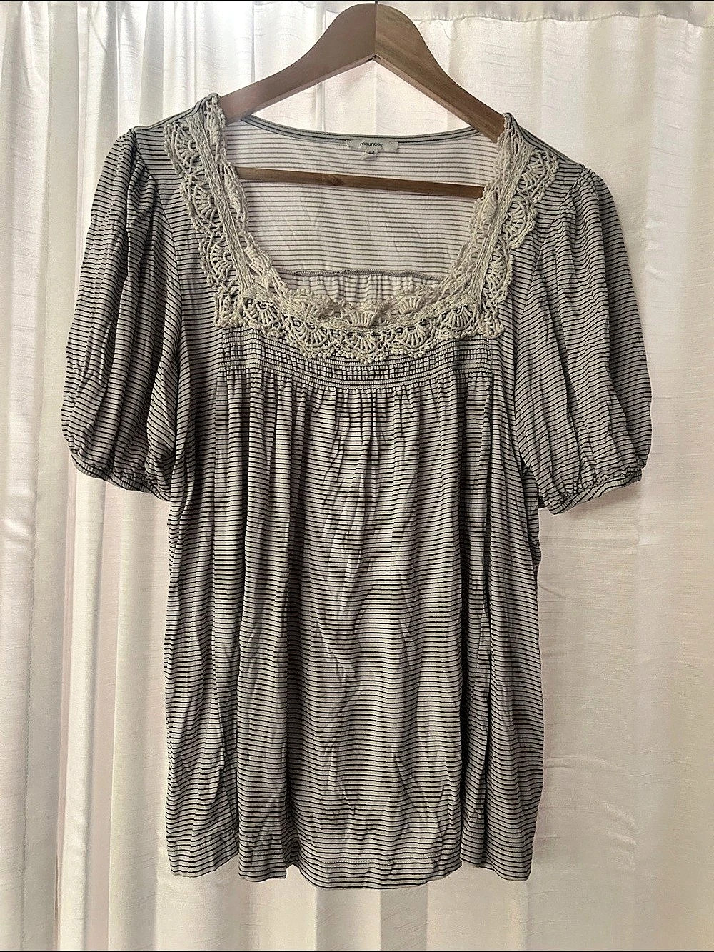 Maurices Striped Embroidered Neck Tunic in Black & White